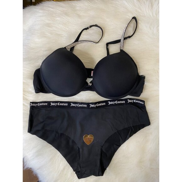 Juicy Couture Intimates 5 Pack Bikini Underwear & Push Up Bra Matching Set